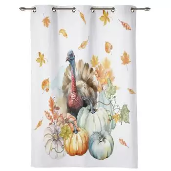 Занавески на День Благодарения Тыква Турция для спальни, гостиной, оконные шторы, жалюзи, кухня, домашний декор, шторы 135W x 60H(cm) x1
