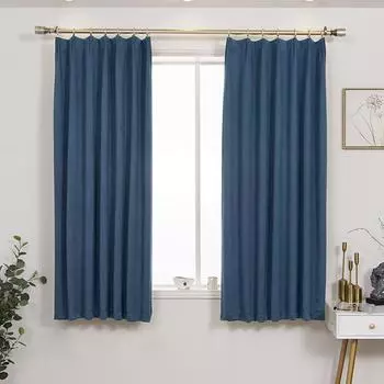 Занавески-плиссе с защипами, 2 панели для гостиной, спальни, полупрозрачные плиссированные шторы с крючками, нейтральные, для фермерского дома, фильтрующие свет, приватные шторы на окна 100X135-2pcs синий