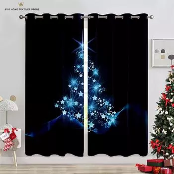 Занавески с рождественскими огнями, снеговик, снежинки, 3D-печать, украшение для праздничной вечеринки, можно сделать на заказ, 2 шт. W50X130H(CM)X2PCS&Grommet Top