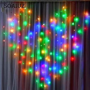 Занавески в форме сердца, 8 режимов, теплый белый свет в виде сосульки, сказочные гирлянды, спальни, патио, свадебные украшения EU plug