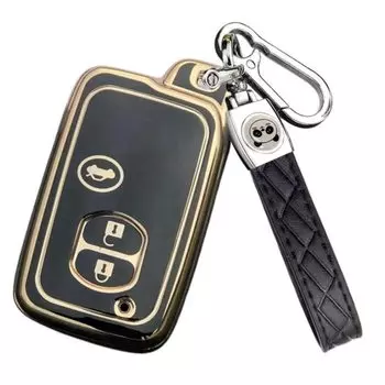 ZANEKO Чехол для ключа Prius Чехол для ключа Aqua Совместим с Toyota 86 Crown Land Cruiser Prado Чехол для смарт-ключа 3 (Черный, Кнопки)