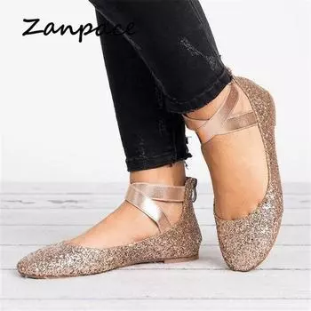 Zanpace Platform Shoes Ballet Flats Womens Shoes Cross-tied Shallow Flat Whith Shoes Round Toe Lace-Up Ladies Shoes Women 5