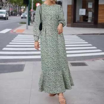 ZANZEA Богемное платье с цветочным принтом, свободного кроя, с длинным рукавом, женское S