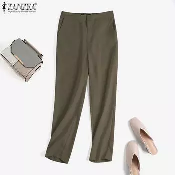 ZANZEA однотонные летние повседневные укороченные брюки