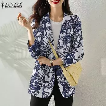 ZANZEA Повседневный кардиган в стиле ретро с отложным воротником и длинными рукавами, тонкая верхняя одежда M белый