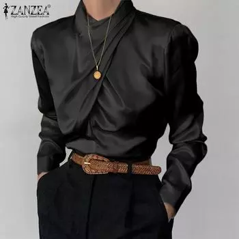 ZANZEA Spring Kink женские атласные топы