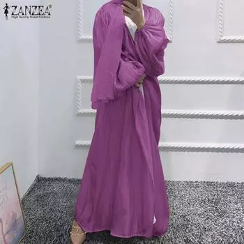 ZANZEA Свободная повседневная женская блузка-кардиган с длинными рукавами 4XL фиолетовый