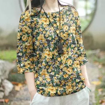 ZANZEA Весенне-летние женские топы с цветочным принтом и короткими рукавами S красный