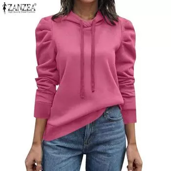 ZANZEA Women Casual Long Sleeve Hoodies Sweatshirts S коричневый