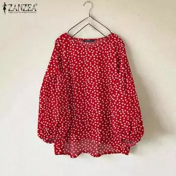 ZANZEA Женская повседневная свободная блузка с круглым вырезом и рукавом девять четвертей S чёрный