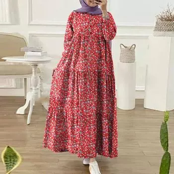 ZANZEA Женское повседневное платье с круглым вырезом и рукавом девять четвертей 4XL чёрный