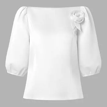 ZANZEA Women Casual Off Shoulder 3/4 Sleeve Satin Blouse S