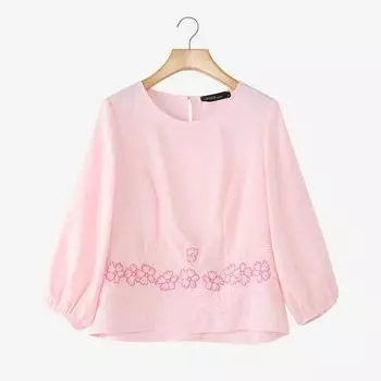 ZANZEA Women Casual Round Neck 3/4 Sleeve Floral Embroidery Loose Blouse S