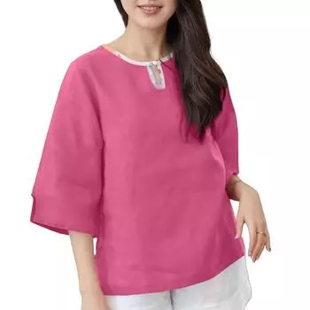 ZANZEA Women Casual Round Neck Loose 3/4 Sleeve Blouse S