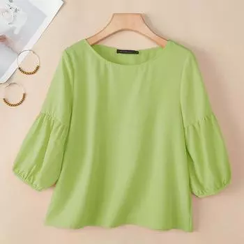 ZANZEA Women Casual Round Neck Loose Half Sleeve Blouse S