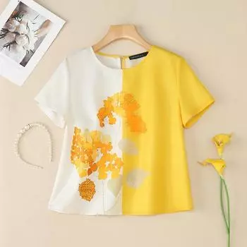 ZANZEA Women Casual Round Neck Short Sleeve Summer Floral Blouse S