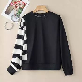 ZANZEA Women Casual Round Neck Stripe Long Sleeve Sweatshirt S коричневый