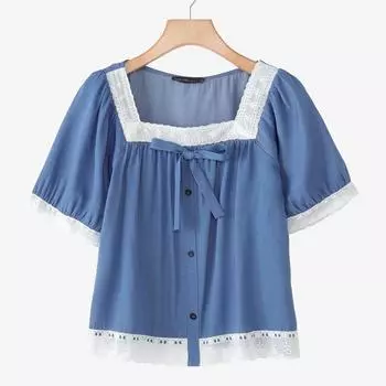 ZANZEA Women Casual Square Collar Summer Short Sleeve Blouse S