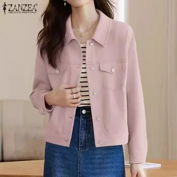 ZANZEA Women Casual Turn Down Collar Loose Nine Quarter Sleeve Blouse