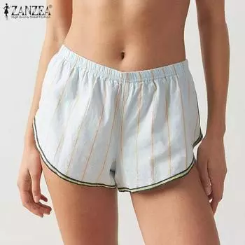 ZANZEA Женские летние полосатые свободные пижамные шорты с эластичной резинкой на талии XL