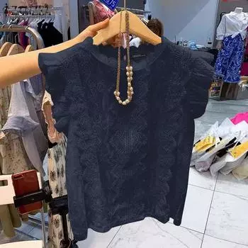 ZANZEA Женские летние кружевные майки без рукавов с круглым вырезом 5XL оранжевый