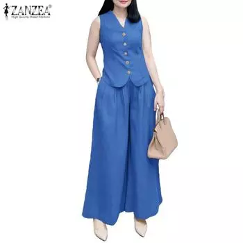 ZANZEA Женские майки и брюки Летние повседневные комплекты из двух предметов S