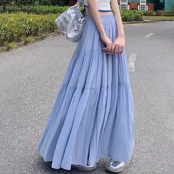 ZANZEA Женские свободные повседневные длинные юбки в стиле бохо с эластичной резинкой на талии S белый