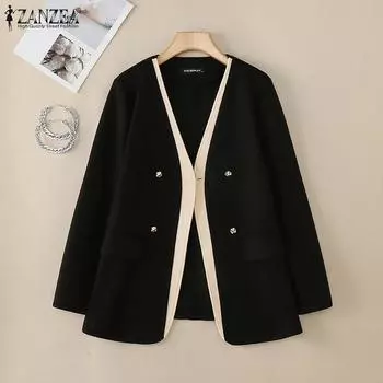 ZANZEA Womens Casual V-neck Long Sleeve Thin Cardigan Outwear S чёрный