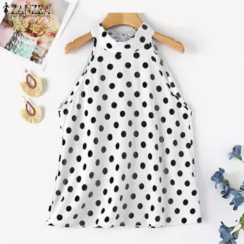 ZANZEA Женская мода топы-трапеции в горошек с халтер-воротником S чёрный