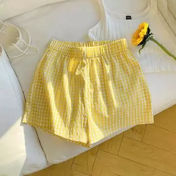 ZANZEA Womens Summer Loose Casual Plaid Print Short Pants M