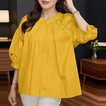 ZANZEA Женская ажурная блузка с рукавом 3/4, свободного кроя, в стиле кэжуал S