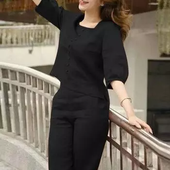 ZANZEA Женская блузка и брюки повседневный комплект из двух предметов с брюками S