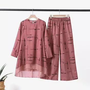 ZANZEA Женская блузка и брюки повседневный комплект из двух предметов с брюками 3XL розовый