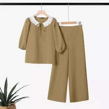 ZANZEA Женская блузка с длинным рукавом и брюки повседневный комплект из двух частей S