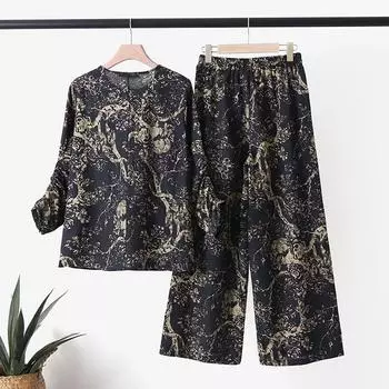 ZANZEA Женская блузка с рукавом 3/4 и брюки повседневные комплекты из двух предметов S белый