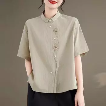 ZANZEA Женская летняя повседневная блузка с коротким рукавом и небольшим воротником-лацканом S