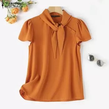 ZANZEA женская летняя свободная блузка с круглым вырезом и бретельками, короткими рукавами и диагональной планкой на пуговицах 3XL бежевый