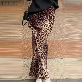 ZANZEA Женская мода узкие юбки с леопардовым принтом на бедрах S зелёный