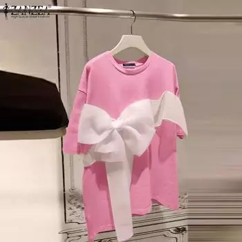 ZANZEA Женская модная футболка с круглым вырезом и коротким рукавом, сетчатая футболка 3XL синий