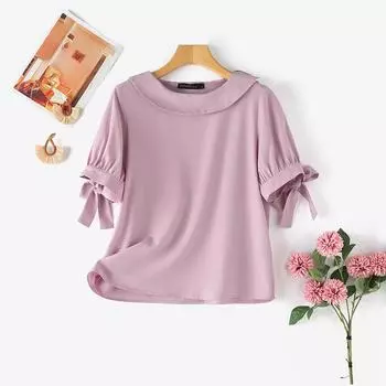 ZANZEA Женская однотонная свободная повседневная блузка с коротким рукавом 5XL бежевый