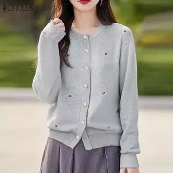 ZANZEA Женская повседневная блузка-кардиган с длинным рукавом Sprint S красный