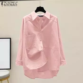 ZANZEA Женская повседневная блузка на пуговицах с отложным воротником и длинными рукавами S белый