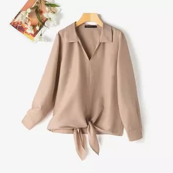 ZANZEA Женская повседневная блузка на шнуровке с отложным воротником и длинными рукавами 4XL белый