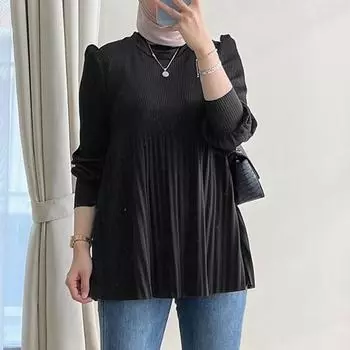 ZANZEA Женская повседневная блузка с круглым вырезом и длинным рукавом в складку 2XL