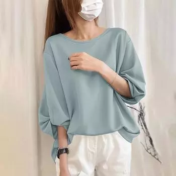 ZANZEA Женская повседневная блузка с круглым вырезом и рукавом 3/4 M