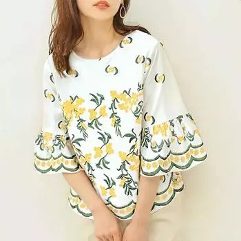 ZANZEA Женская повседневная блузка с круглым вырезом и рукавами 3/4, с цветочным принтом, свободного кроя S жёлтый