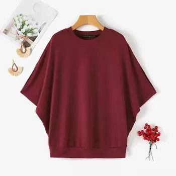 ZANZEA Женская повседневная блузка с круглым вырезом и коротким рукавом M чёрный