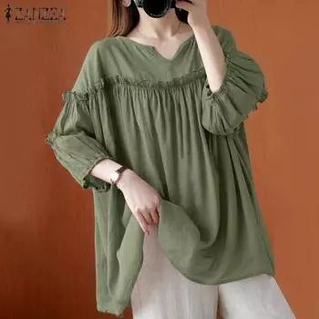 ZANZEA Женская повседневная блузка с V-образным вырезом и рукавом 3/4 S розовый