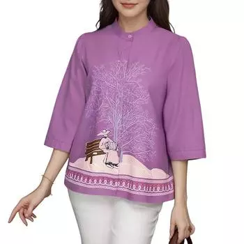 ZANZEA Женская повседневная блузка свободного кроя с рукавом 3/4 и принтом S