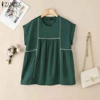 ZANZEA Женская повседневная летняя блузка без рукавов с круглым вырезом S чёрный